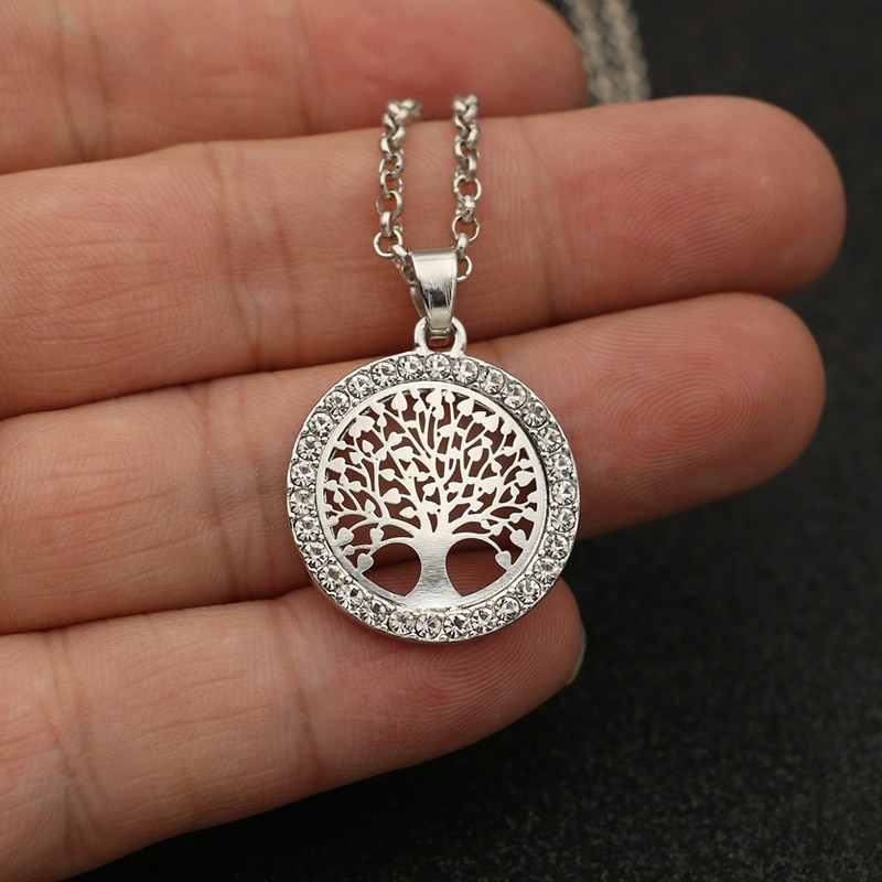 JAKONGO Goud Kleur Crystal Boom van Het Leven Charm Hanger Collier voor vrouwen Vriendschap Ketting 60cm