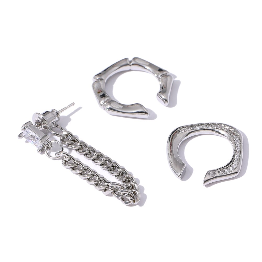 Yhpup znakomity Bling cyrkonia spinacz-na kolczyki kolczyki zestaw modny złoty metal lato сережки необычные 2021 biżuteria prezent: YH1571A stal