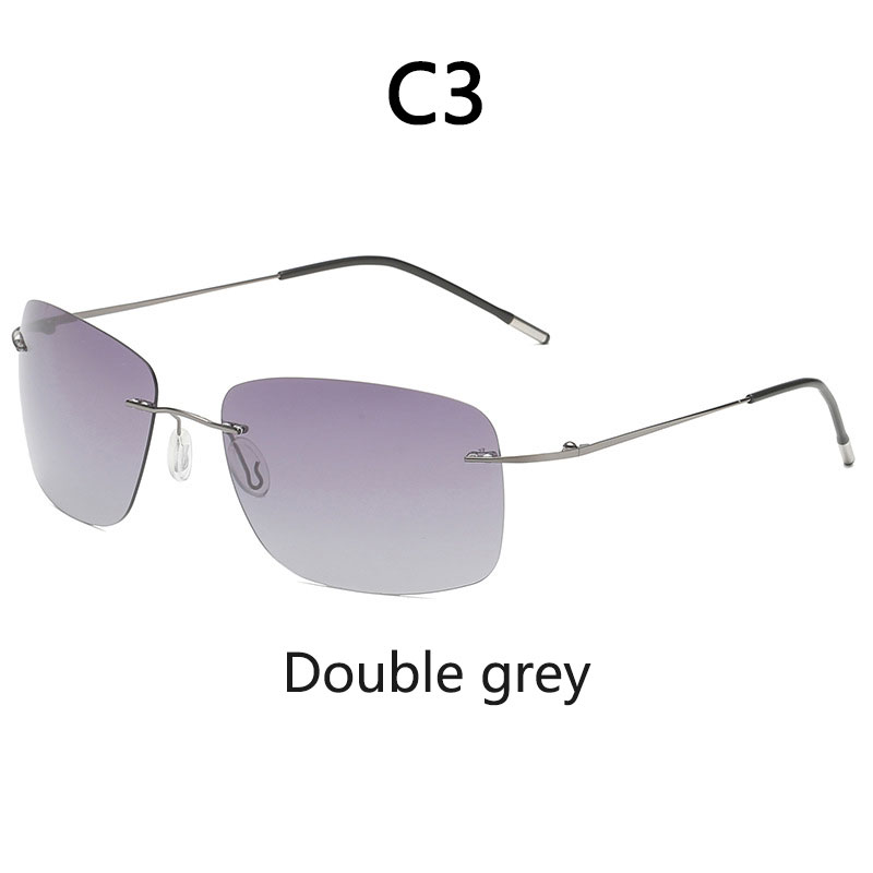 Rahmenlose polarisierte Sonnenbrille aus Titan für Fahrer, Nachtsichtbrille, zusammenklappbar, ultraleichte Titan-Sonnenbrille mit Farbfilm: Lila