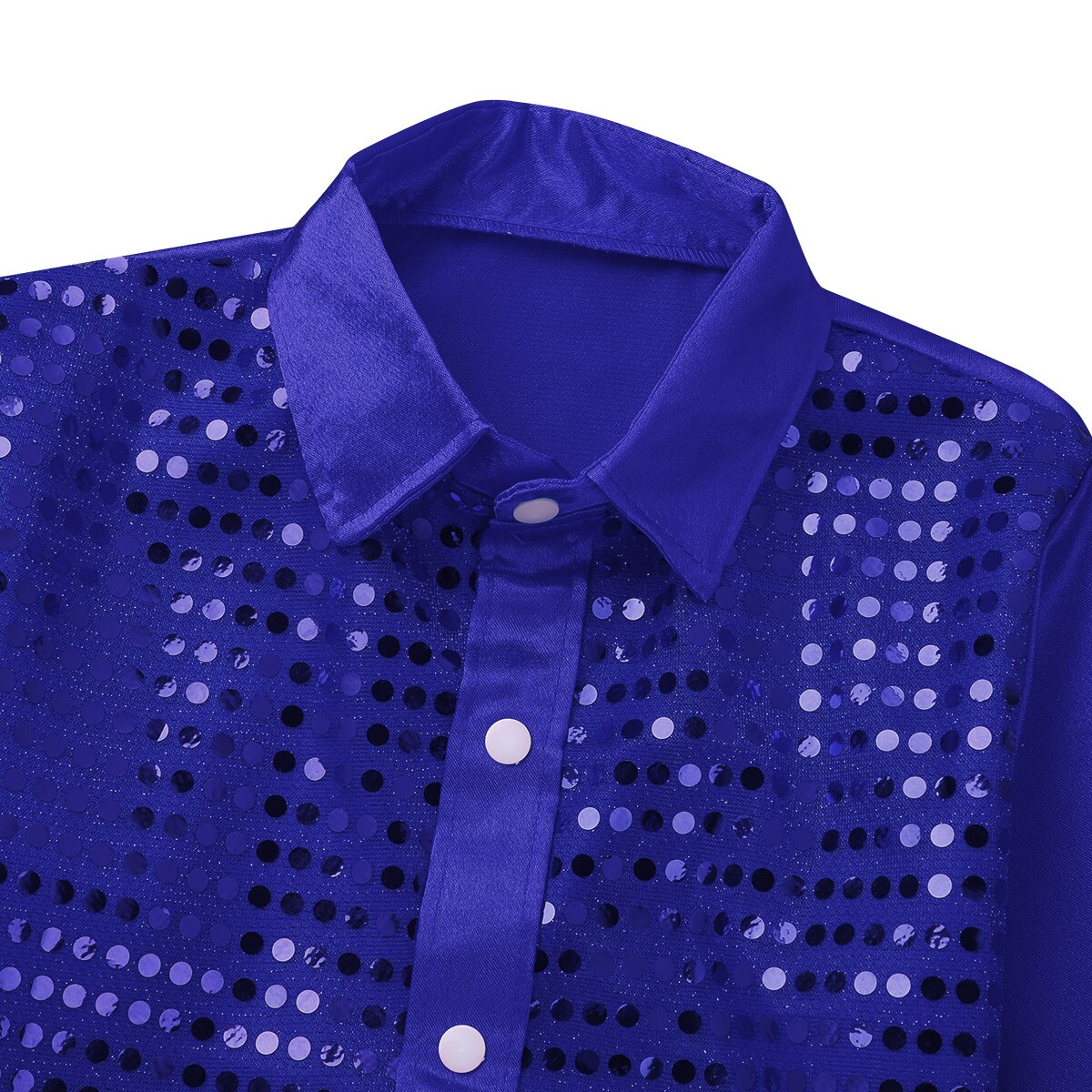 Kinderen Kids Jongens Glittery Lovertjes Lange Mouwen Spread Kraag Shirt Voor Koor Jazz Dance Stage Performance Jongen Dansen Kostuums