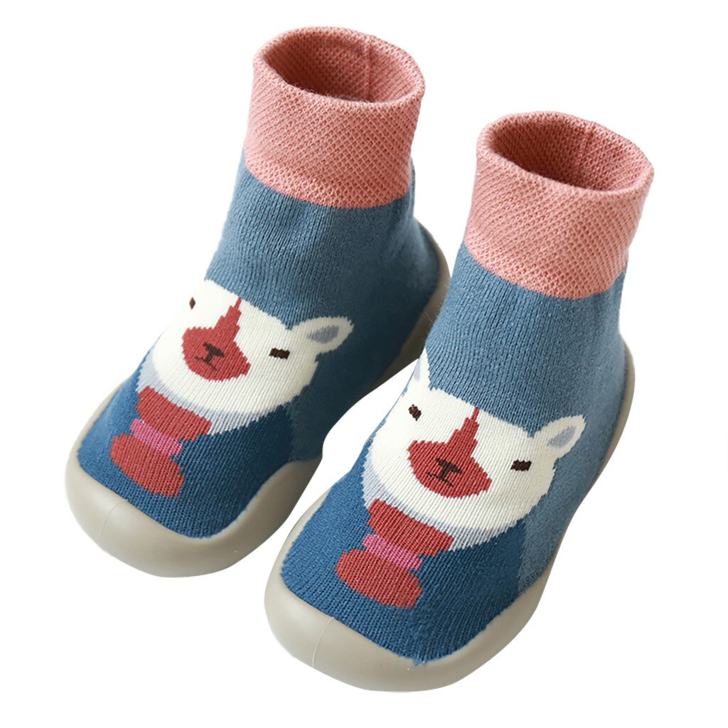 Baby Boy Girl Socks Cotton Children Floor Socks Anti-Slip Baby Step Socks Shoes: Blue  / 24M