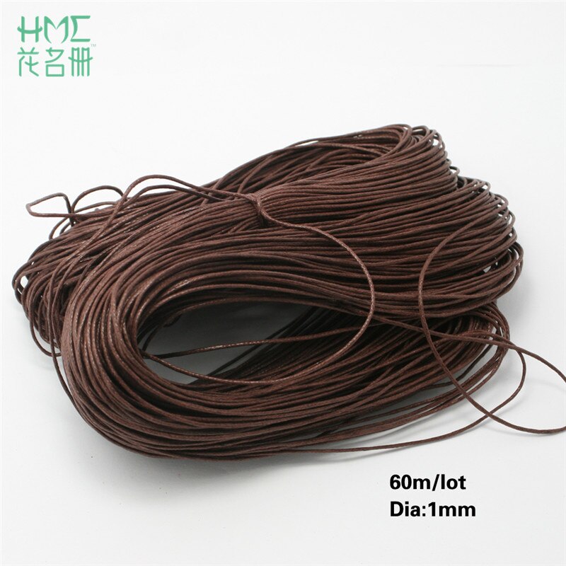 60m/lot 1mm Thread Cotton Waxed Cord String Strap Necklace Bead Rope for Sewing DIY Necklace Bracelet Jewelry Making: Brown