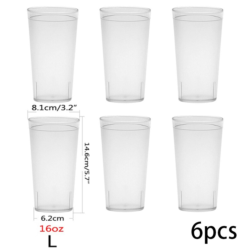 6pcs Beverage Transparency Clear Cups for Plastic Party Restaurant Cup Cafe Break Resistant Water Tumblers Reusable Drinking Cup