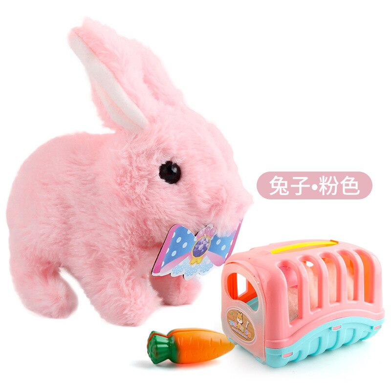 Bonito simulação elétrica cão coelho brinquedos de pelúcia sons andando robô inteligente filhote de cachorro brinquedo elétrico: 09
