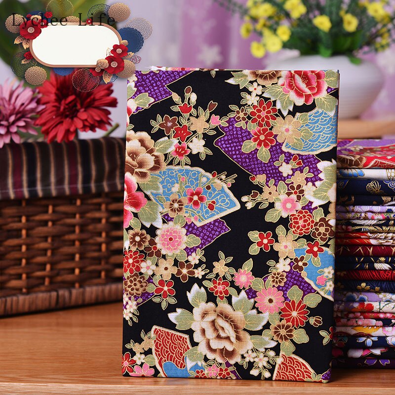 Lychee Leven Japanse Vlinder Kraan Gedrukt Patchwork Stof Zwart Rood Katoen Kersenbloesem Bronzing Stof Diy Naaien Ambachten: 7