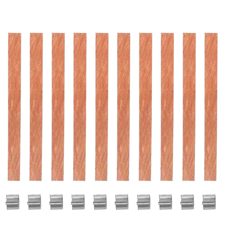 20Pcs Wooden Candles Wick With Sustainer Tab Candle Wick Core For DIY Candle Making Supply Soy Parffin Wax 12.5mm 75mm 130mm