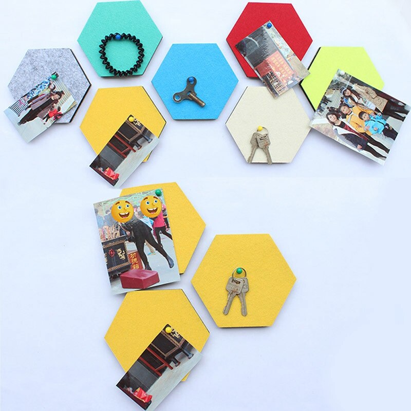 9 stk / sæt sekskantfiltplade sekskantet farvefiltvægsticker multifunktion 3d dekorativt hjem opslagstavle selvklæbende barn