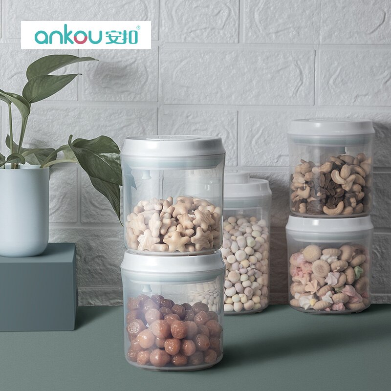 Kitchen Round Sealed Large Capacity Storage Tank 1L/1.5L/2L Plastic Storage Box Container Jars For Bulk Cereals