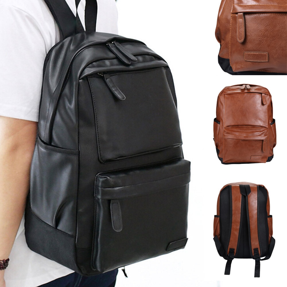 Unissex business casual mochilas bolsa de viagem couro preto grande capacidade saco para homens moda bolsas de ombro para mulher bolsas #35