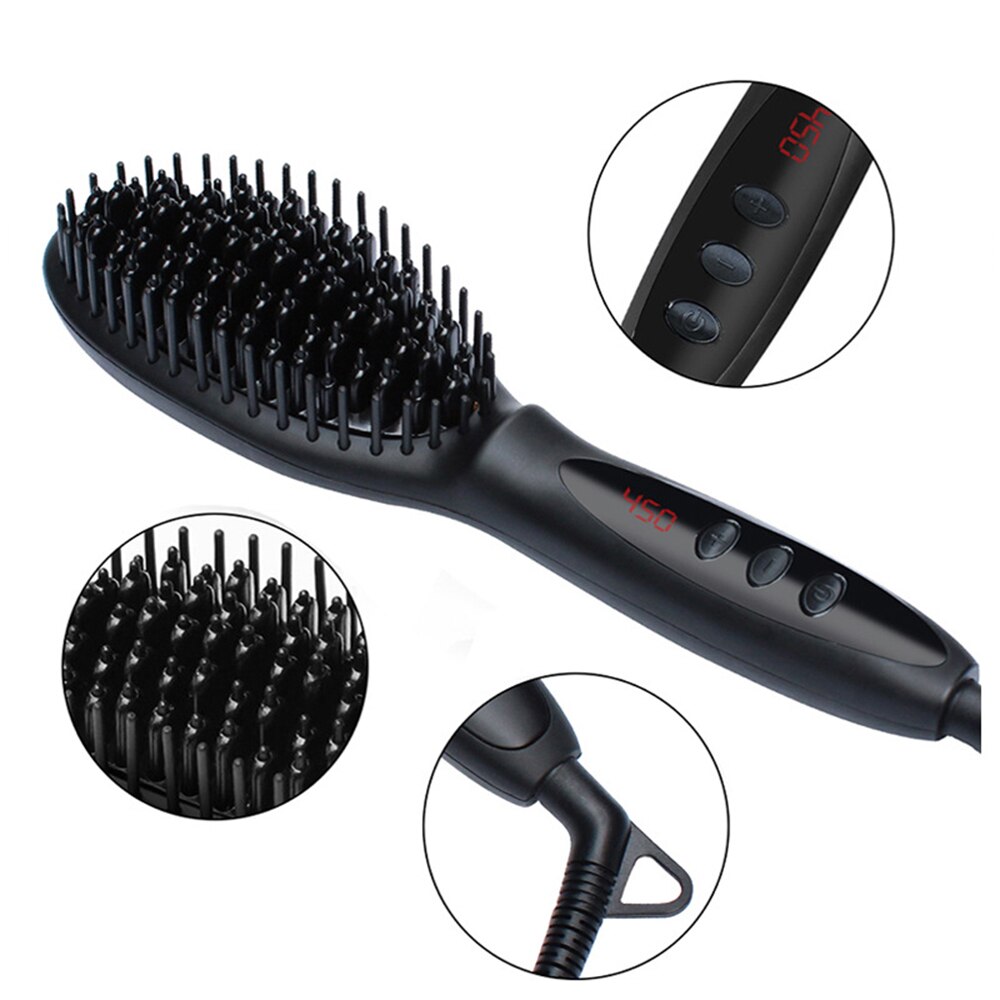 Hair Straight Comb LED Temp Display Anti-scald Structure Function Electric Brush PTC Heating Straightener 360 Rotatable