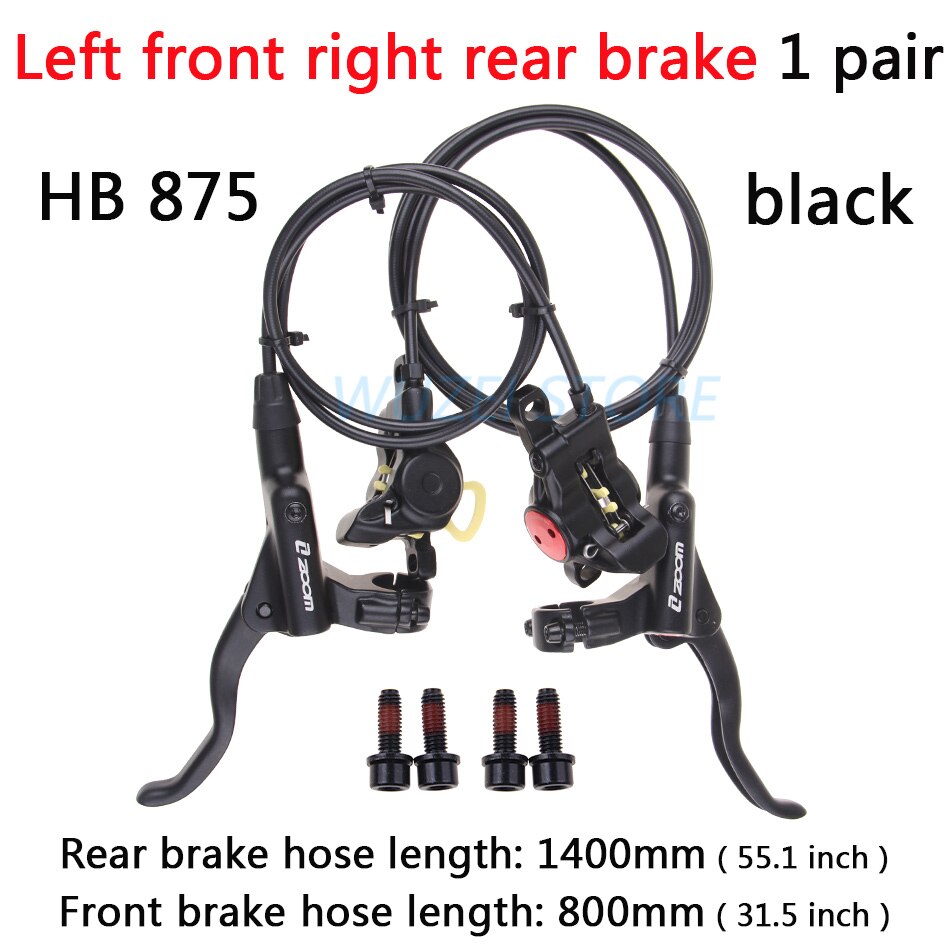 ZOOM-freno de HB-875 para bicicleta de montaña, frenos hidráulicos de 800/1400mm, juego de frenos de disco a presión de aceite para bicicleta de montaña, piezas para bicicleta delantera y trasera: Left F right R black