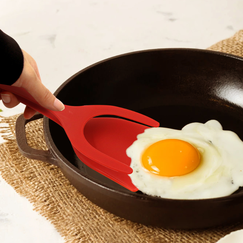 2-in-1-Küchenzubehör, Küchenhelfer-Sets, Omelett-Spatel, Küche, Silikon-Spatel für Toast, Pfannkuchen, Ei, Klappzange, Cocina