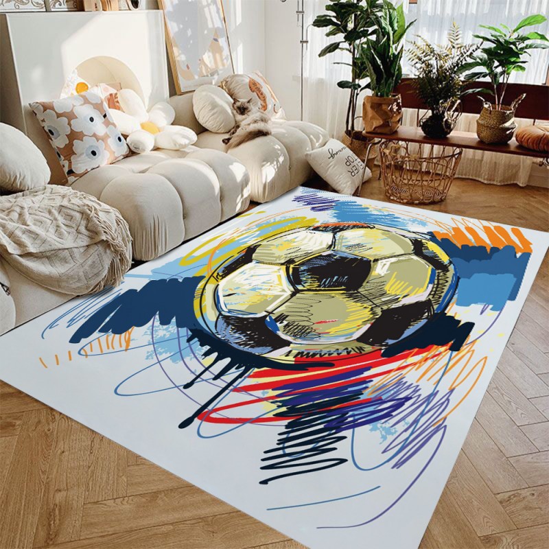 Tapis de sport non ald ball imprimé, football, basket-ball, zone, lavable, entrée, portières, chambre, salon, cuisine, polymères: 1200mm x 1700mm / Violet