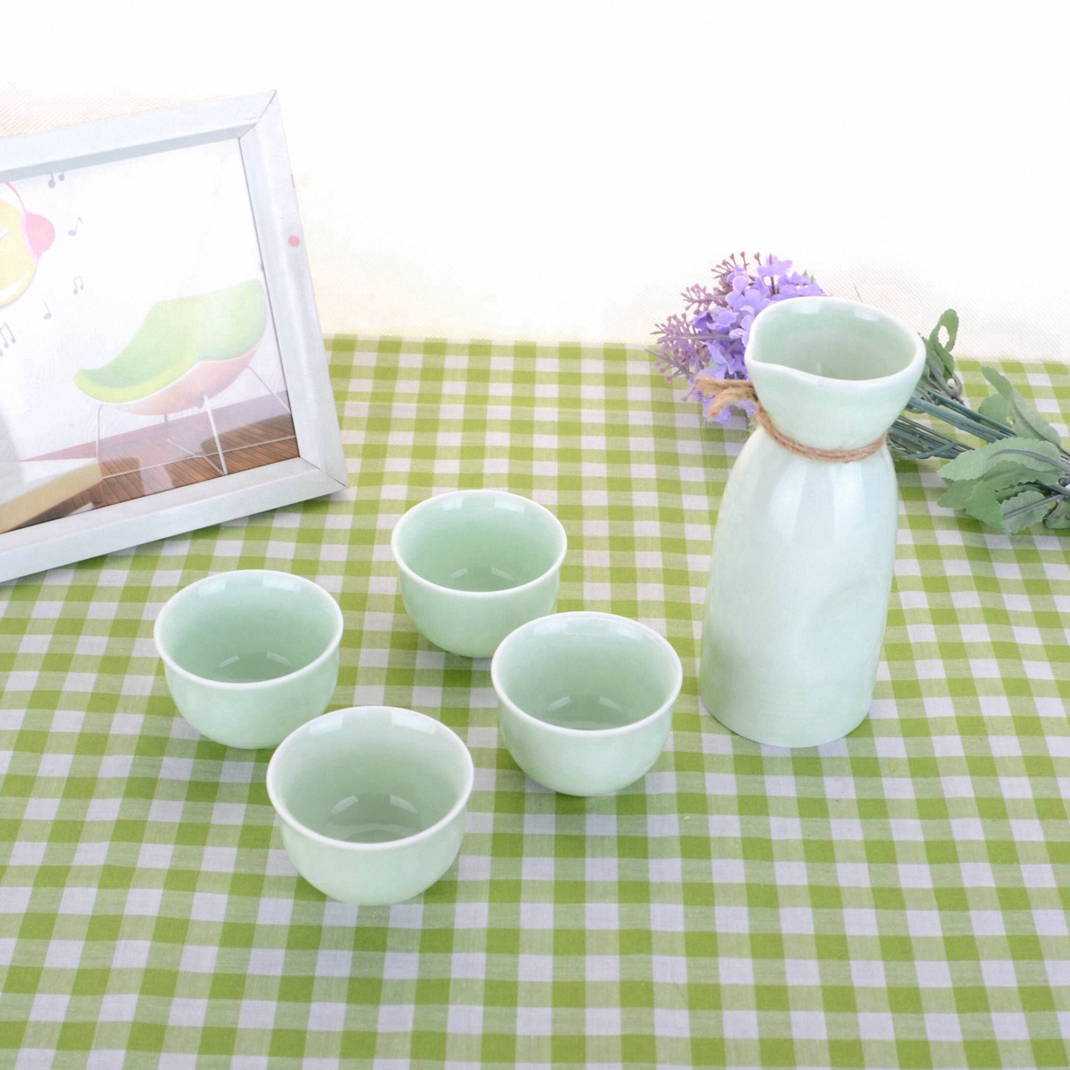 5in1 Japanese Style Ceramic Alcohol Drink Set-160ml Sake Bottle+4x40ml Wine Cups