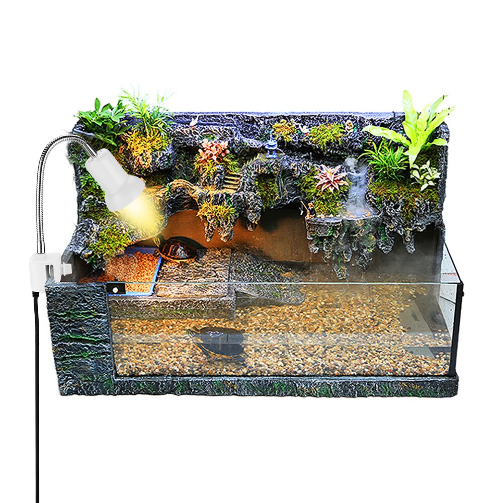 25/50/75W Aquarium Infrarood Verwarming Voor Turtles Lamp Reptielen Verwarming Licht Ceramices Socket 360 Draaibare Klem 11Mm Geknipt Tan