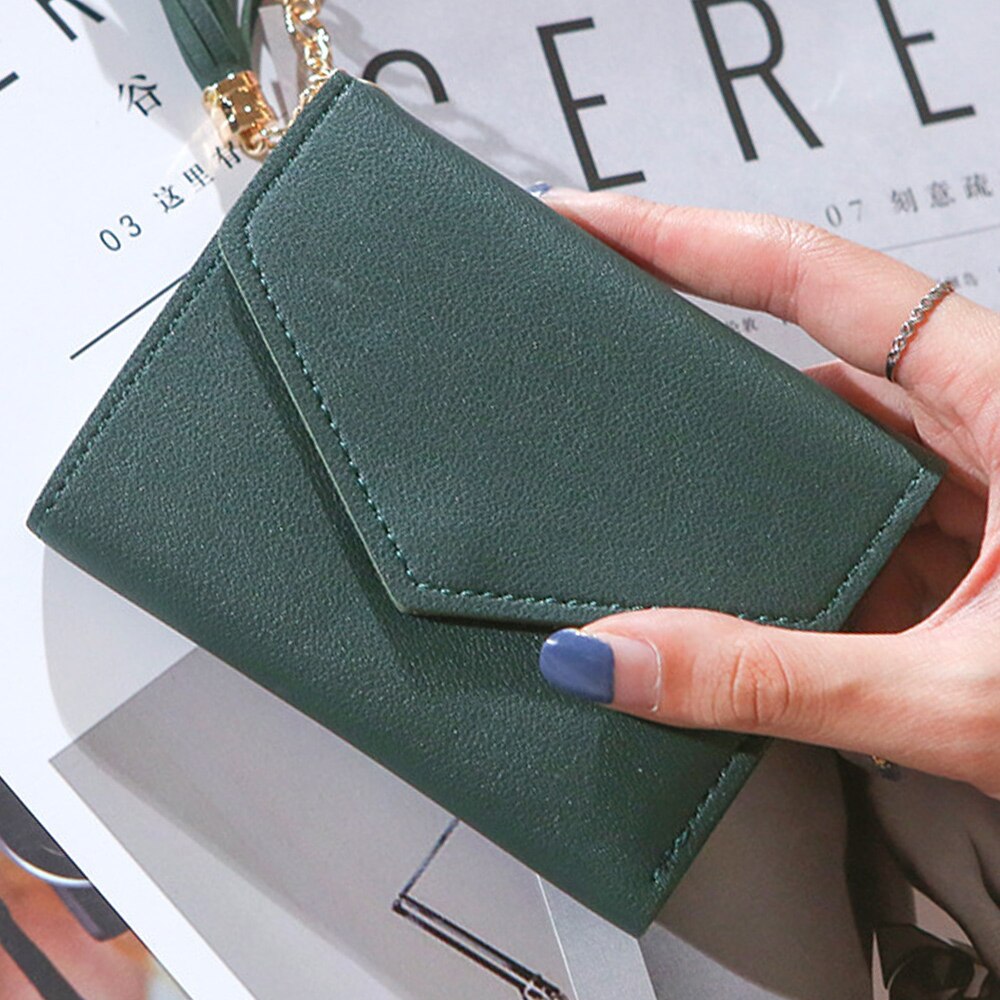 Women Leather Slim Wallet Long Trifold Credit Card Holder Organizer Purse Tassel Coin Purse Card Holder: new color 7