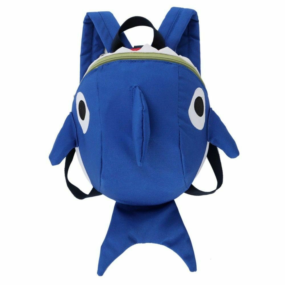 Cute Baby Kid Seat Belt Traction School Bag Prevent Lost Cartoon Animal Pattern Backpack: Shark Blue