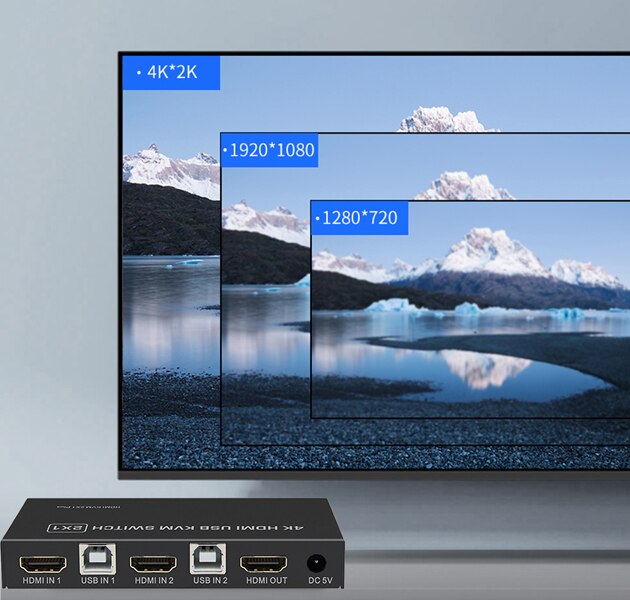 4K Hdmi-Compatibel Kvm Switch, 4 Poorten 4 In 1 Out Hdmi Kvm Switch Ondersteuning 4K @ 60Hz Voor Laptop Hdtv Monitor &amp; ubs Muis Toetsenbord