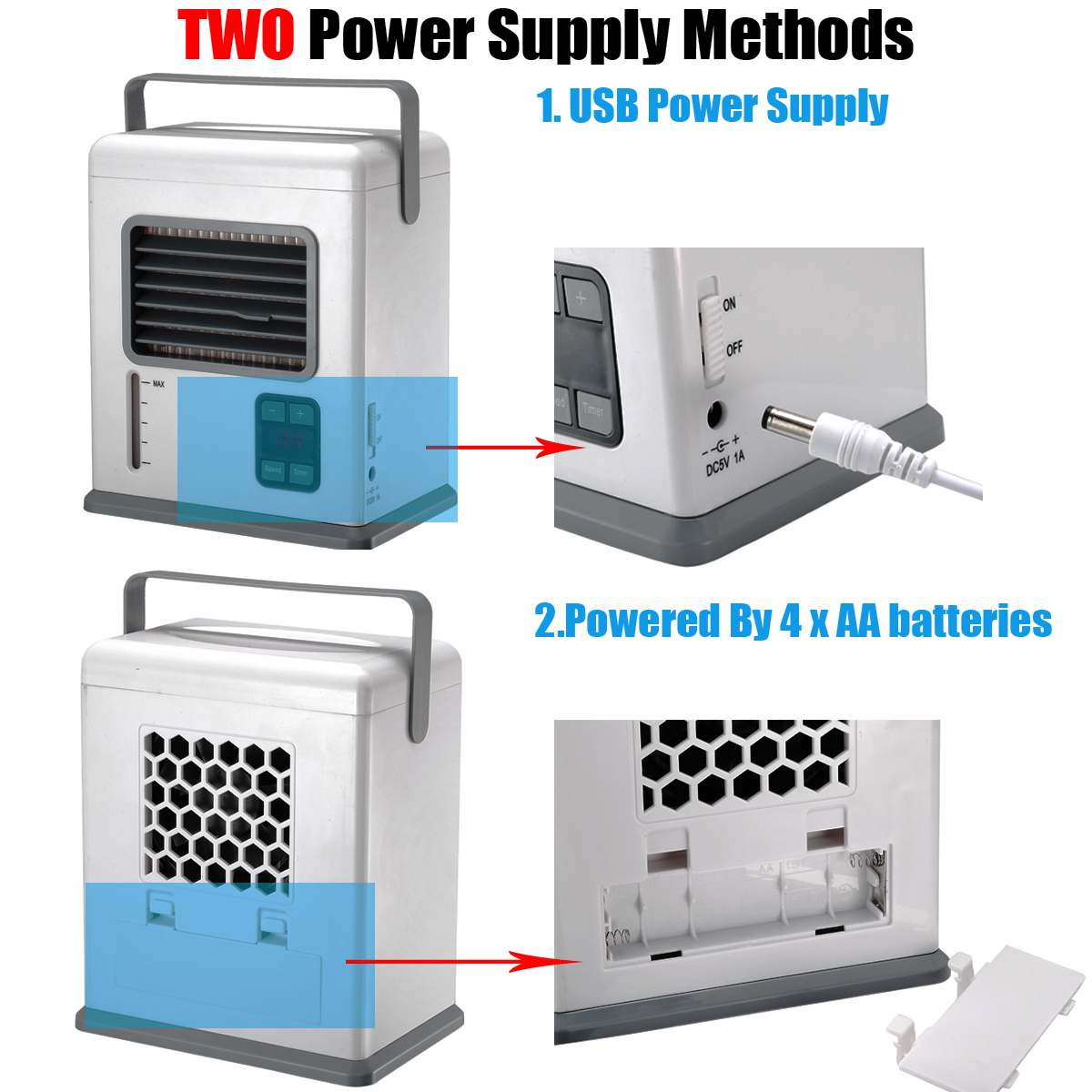 Portable Handheld Air Conditioner Conditioning Rechargeable USB Mini Air Cooler Digital Display Air Cooling Fan For Office Home