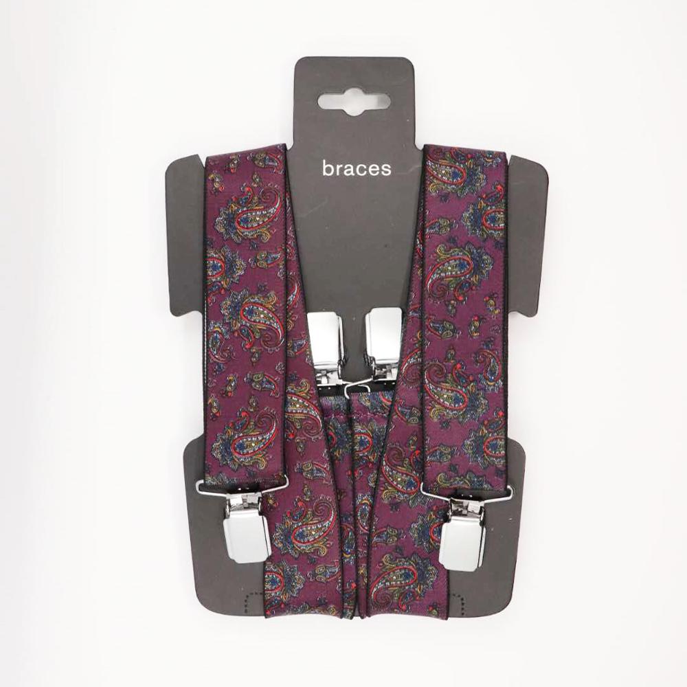 YBMB Bretels Mannen 4 Clips Bretels X-back Pa Hoge Elastische Business Mannen Driehoek Bretels mannen Mode shirt Brace s: Bourgondië