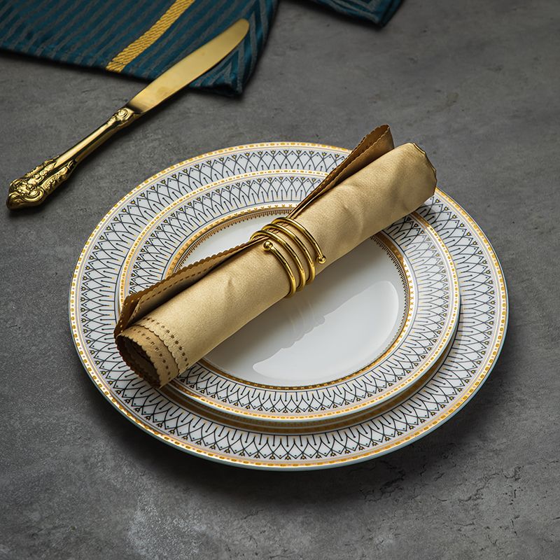 Creatieve Ronde Plaid Westerse Dinerbord Prachtige Bone China Kookplaat Modern Hotel Restaurant Servies Keukengerei