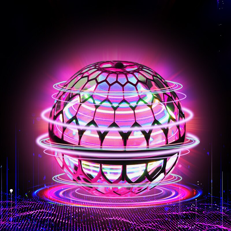 Pro flyvende bold spinner legetøj håndstyret drone helikopter hoverball mini ufo med rgb lys børn drenge piger gaver 1: Lyserød