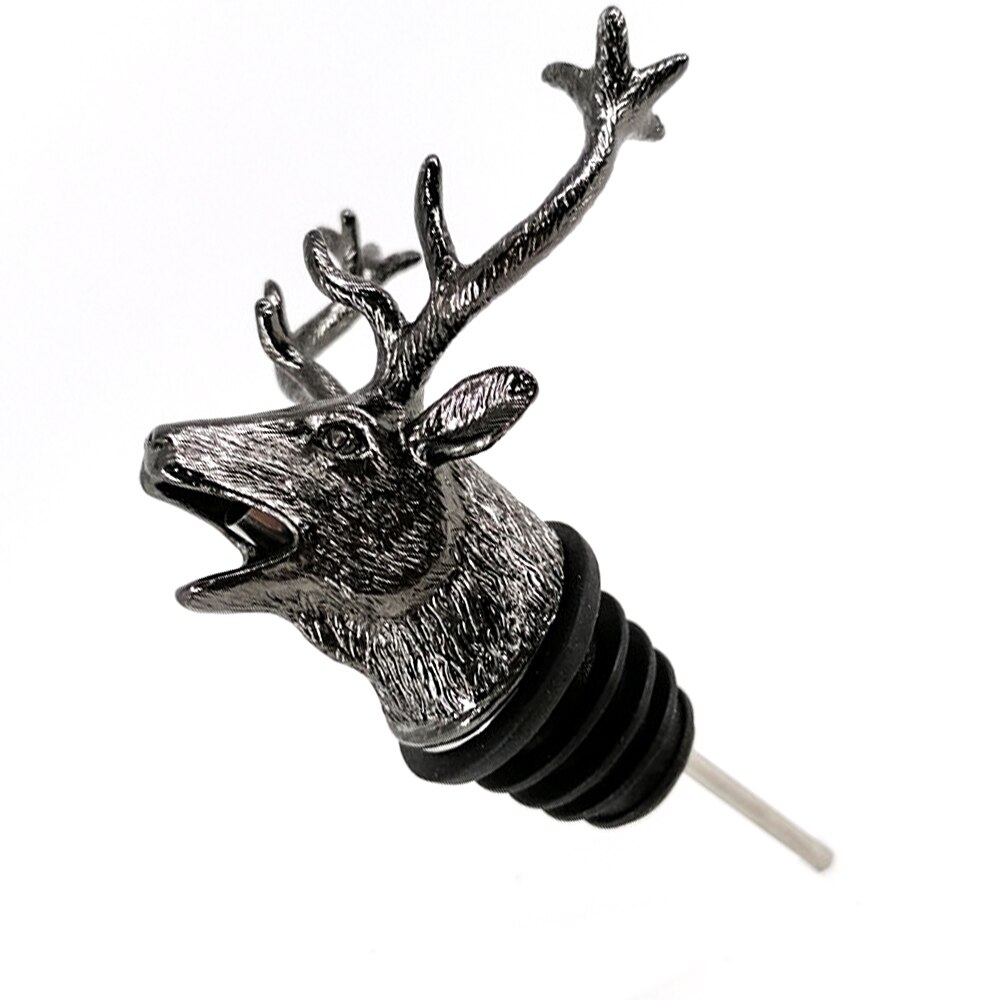 1Pcs Jagermeister Wine Pourer Zinc Alloy Deer Elk Lion Bull Wine Stopper Drinks Bar Tools Night Club Bar Accessories: Black Deer