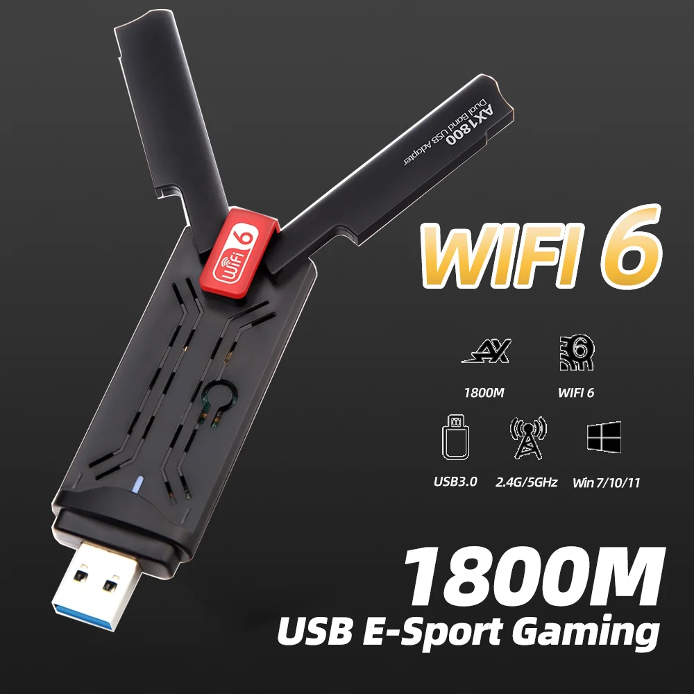 1800Mbps Wi-fi adapter USB 802.11AX 2.4G/5GHz USB 3.0 Wireless wifi antenna Network Card Support For Windows wifi for laptop