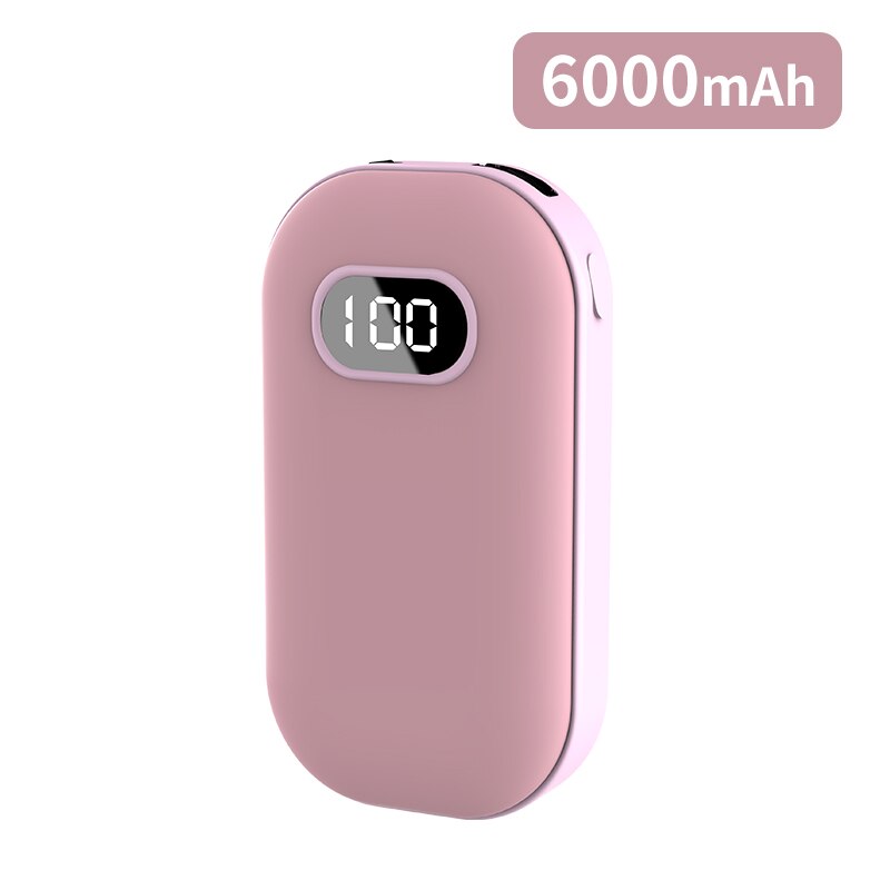 Kaiqisj 6000Mah Usb Oplaadbare Elektrische Handwarmer Winter Double-Side Verwarming 5V Mini Power Bank 2 In 1 Noodstroom: Pink