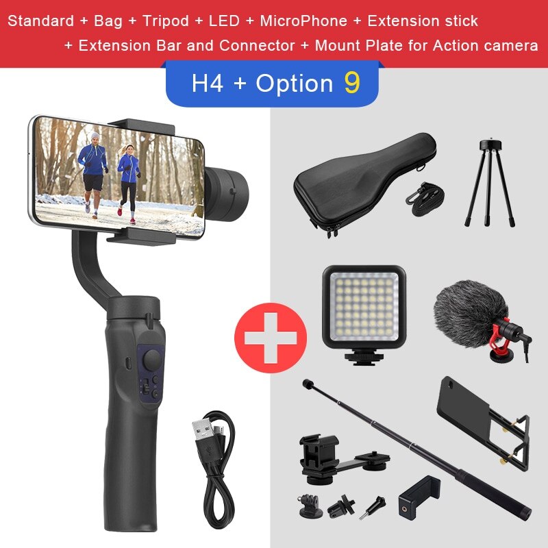 EKEN H4 3 Axis Handheld Stabilizer Cellphone Video Record Smartphone Gimbal For Action Camera phone