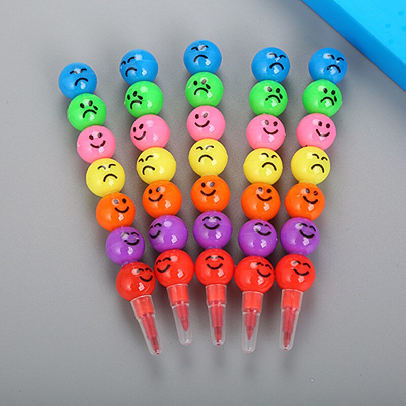 1pcs 7 Color Crayons Art Supplies for Kids Pastel Pen Drawing Set Stationery Smiley Face Crayons Kawaii School Supplies Drawing