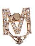 UVR Metal Diamond Finger Ring Character Phone Stand Holder English Letters Rhinestone Mobile Phone Holder Stand For All Phone: M