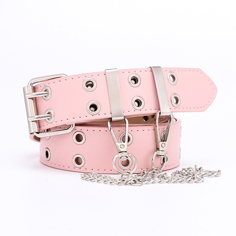 Ceinture en jean Punk à Double œillet | Large toile de styliste, ceinture de ceinture féminine masculine, ceintures de chaîne pour femmes et hommes,: 9