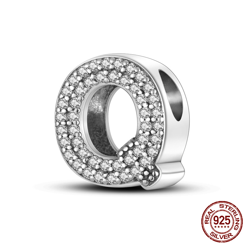 26 A-Z Alphabet perles 925 en argent Sterling lettre d'amour breloque ajustement Original Pandach bracelet à breloques Bracelet CZ Zircon perle bijoux