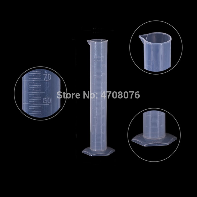 Cilindro graduado 10,25, 50.100 ml 4 unids/set PP con herramienta de medición de laboratorio de plástico de de escala transparente para ensayos químicos