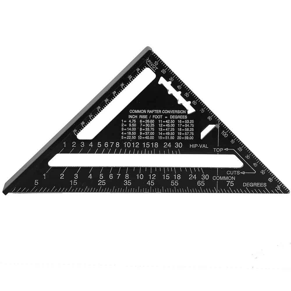 1 Pc Black Aluminum Alloy Speed Square Rafter Triangle Angle Square Layout Guide Construction Carpenter Woodworking: Default Title