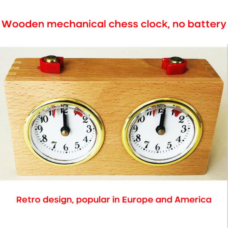 Retro Mechanical Chess Game Clock Retro Wooden Shell Chess Clock Fingertip Display Home Bedroom Bedside Decoration