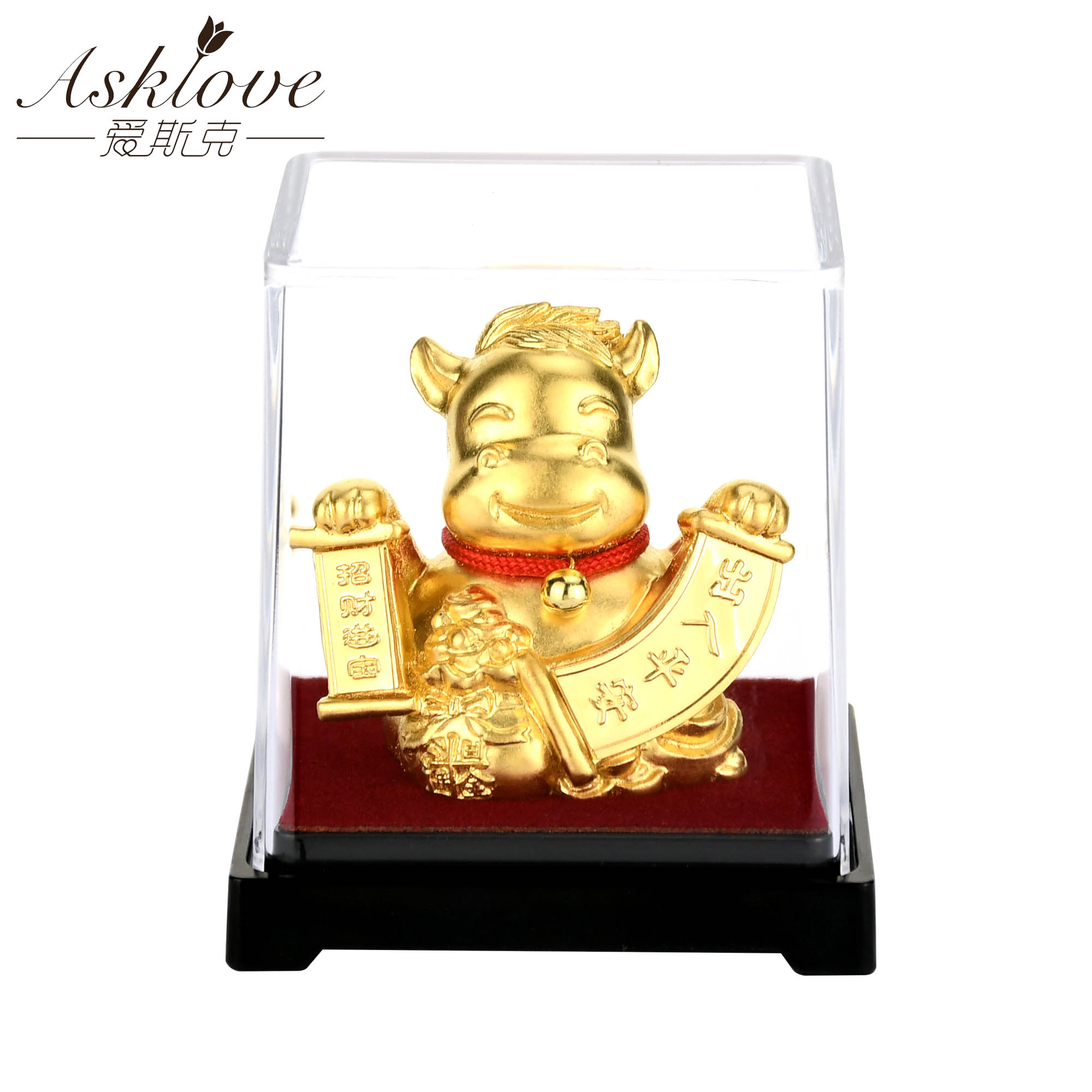 Chinesische Sternzeichen Sammeln Reichtum Ornamente 24k Gold Folie Fengshui dekor Drachen/Ratte/Schwein/affe Auto Glück handwerk Heimat Sekretariat Dekor: Pferd
