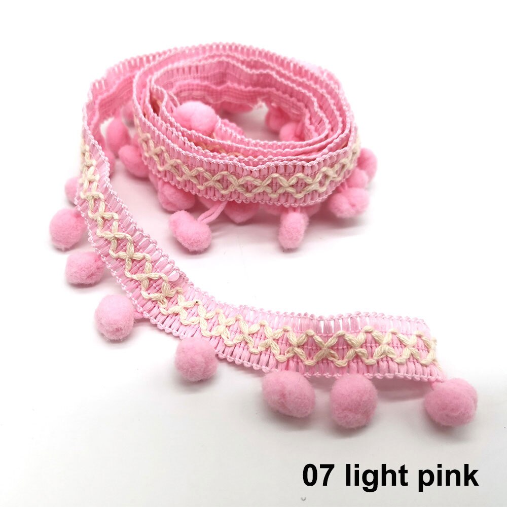 10 Meter Pom Pom trimmen Spitze Stoff NäHenne Zubehör Pompons quaste Trimmen Ball Fransen Band NäHenne Spitze Für DIY Material bekleidung: 07 hell Rosa