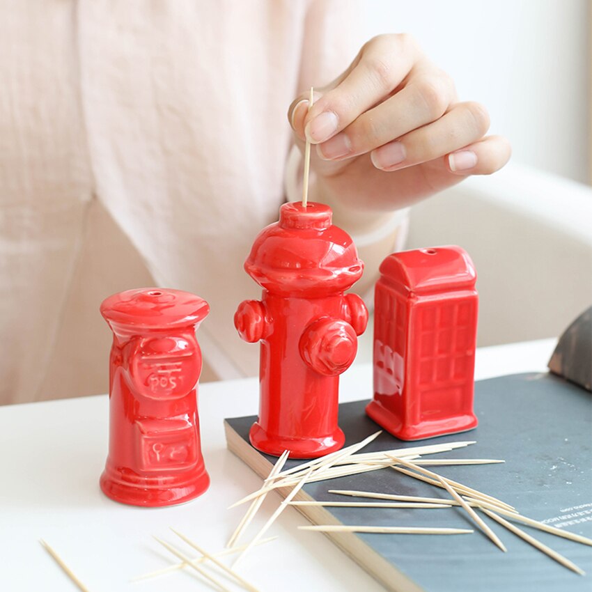 Personality Fire Hydrant Ceramic Simple Toothpick Box Living Room Home Desktop Cute Toothpick Holder Hotel Decoration