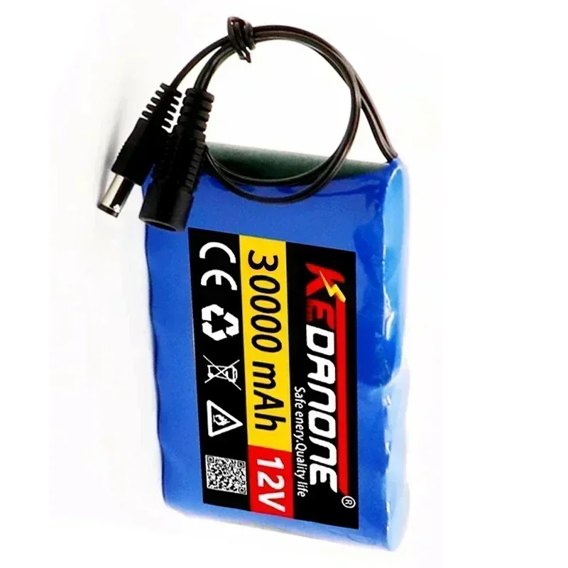 Portable Super 12V 30000mah Battery Rechargeable Lithium Ion Battery Pack Capacity DC 12.6v 30Ah CCTV Cam Monitor + Char