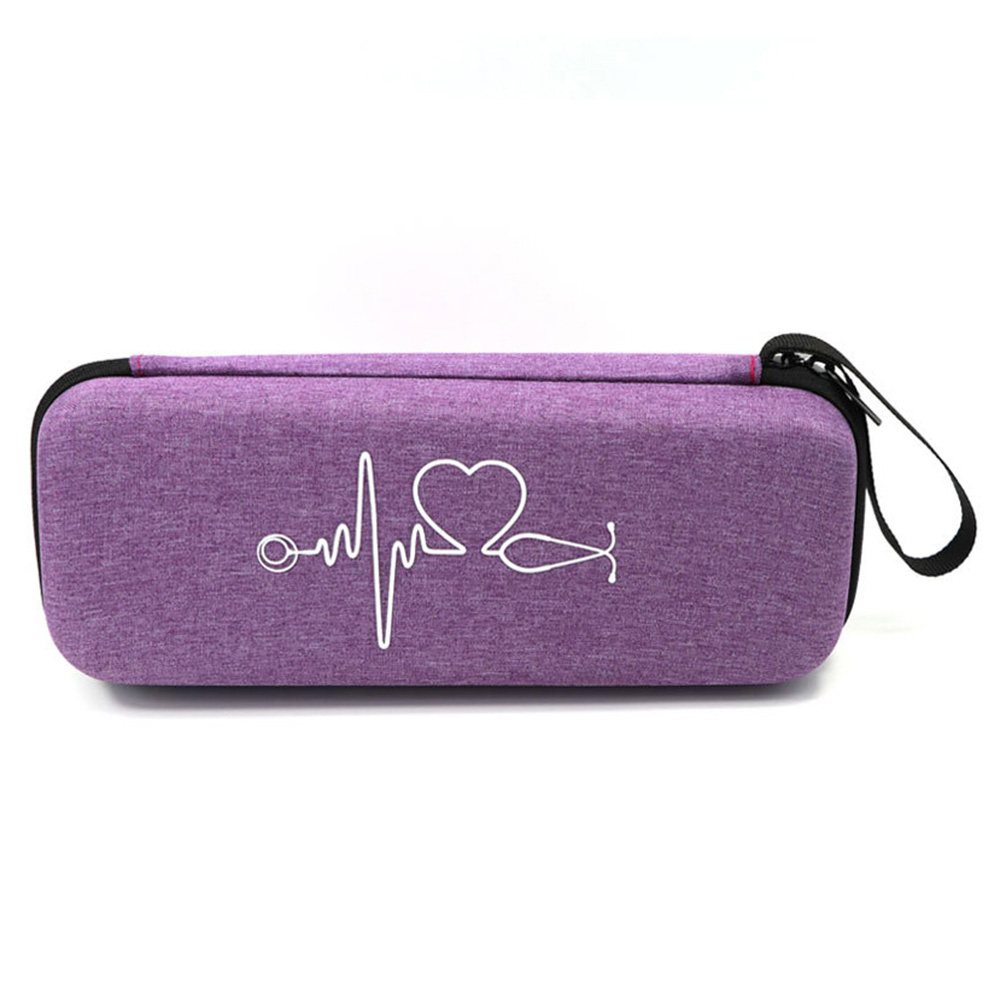 Caja de almacenamiento de estetoscopio médico portátil de viaje EVA, botiquín de primeros auxilios, estuche con bolsillos de malla para estetoscopio Littmann Cardiology III de 3M: Rosa