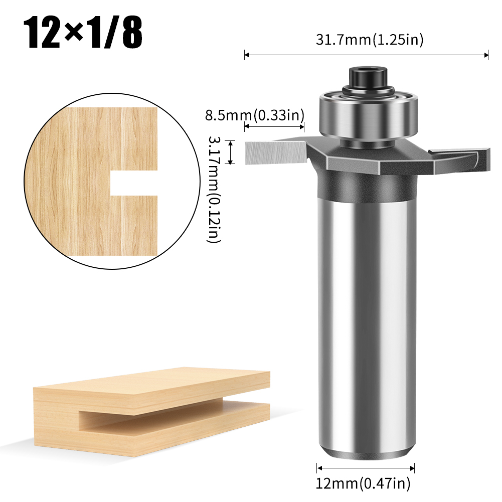 Vástago de 6mm y 12mm, fresa en forma de T de doble filo, herramientas de ranurado de rodamiento, fresa para carpintería, herramientas de carpintería: 4 mm