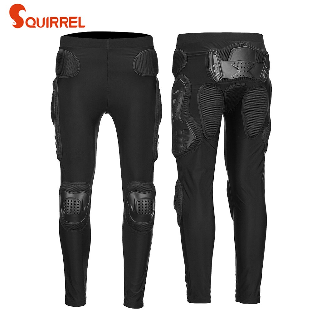 Motorcykel armor byxor nät elastiskt tyg andas knä höft benskydd motocross armor byxor: Svart / M