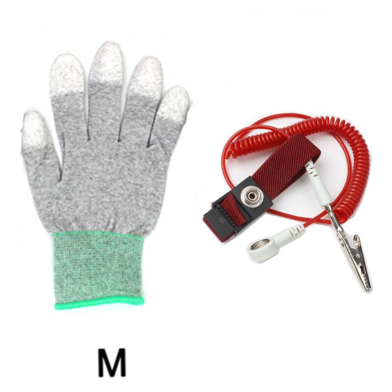 ESD Safe PU Anti Static Gloves Antistatic Non-slip Industrial Working PC Computer Gloves Physical Electrostatic Removal Human: R W B-M GLOVE