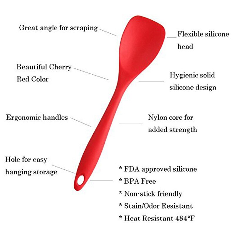 WALFOS FDA Approved Silicone Cooking Tools Silicone Kitchen Utensils Set (7 Piece) in Hygienic Solid Coating