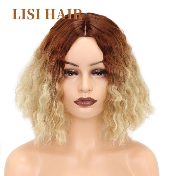 Lisi hiukset 12 tuuman lyhyet hiukset peruukki naiselle aaltoilevat hiukset synteettiset peruukit korkean lämpötilan kuituperuukit musta ombre sininen cosplay: 9302