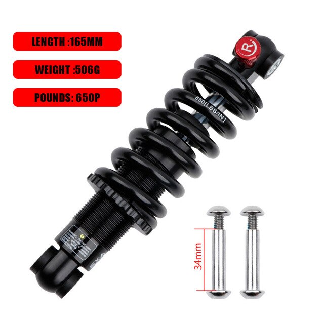 MTB 190MM Mountain Bike Alloy Air Rear Shock Absorber Adjustable Damping for Cycling Travel Downhill EXA 291R: 165mm