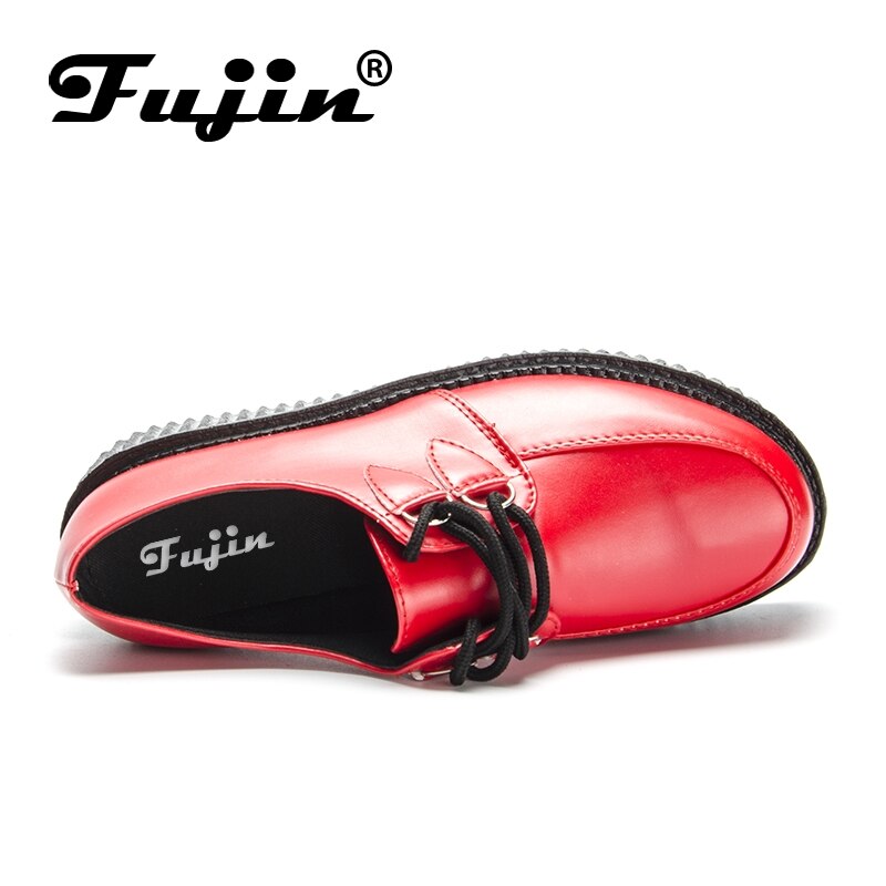 Fujin cuero pu otoño Creepers zapatos casuales mocasines mujer mocasines damas plataforma mocasines mujeres pisos Mujer