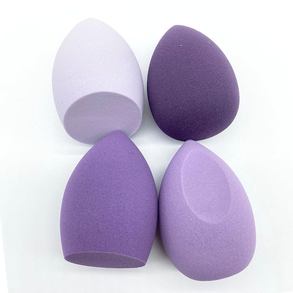 Éponge de maquillage bouffante de poudre, 4 pièces, sèche et humide, boule cosmétique de beauté, fond de teint, bouffante de poudre, coupe biseautée, outils: Violet